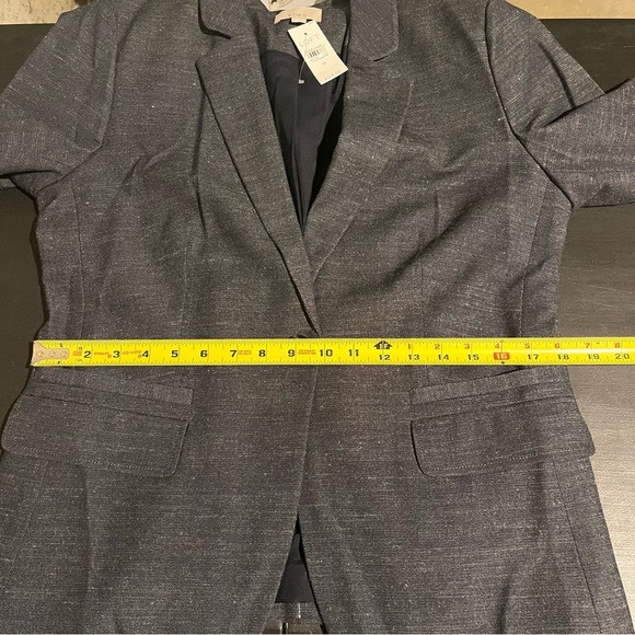 Ann Taylor LOFT Chambray One Button Blazer Jacket Blue Linen Blend NWT Size 10 - Picture 13 of 14